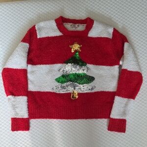 Poof! Festive Red and White Sweater